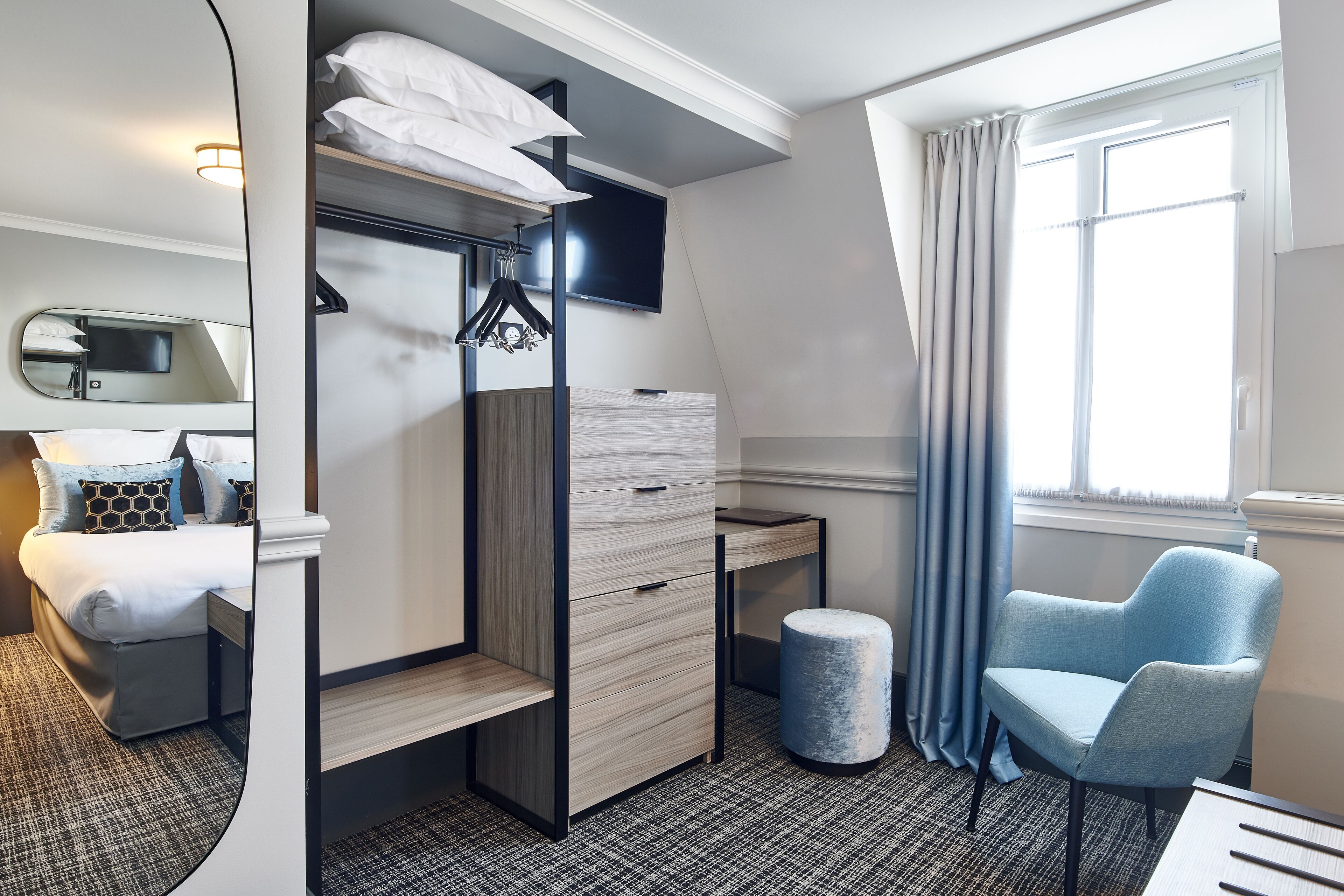 in-room safe, desk, blackout curtains, soundproofing