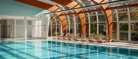 Indoor pool, sun loungers