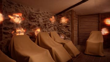 Sauna, boblebad, dampbad, varme kilder/mineralkilder, tyrkisk bad/hammam