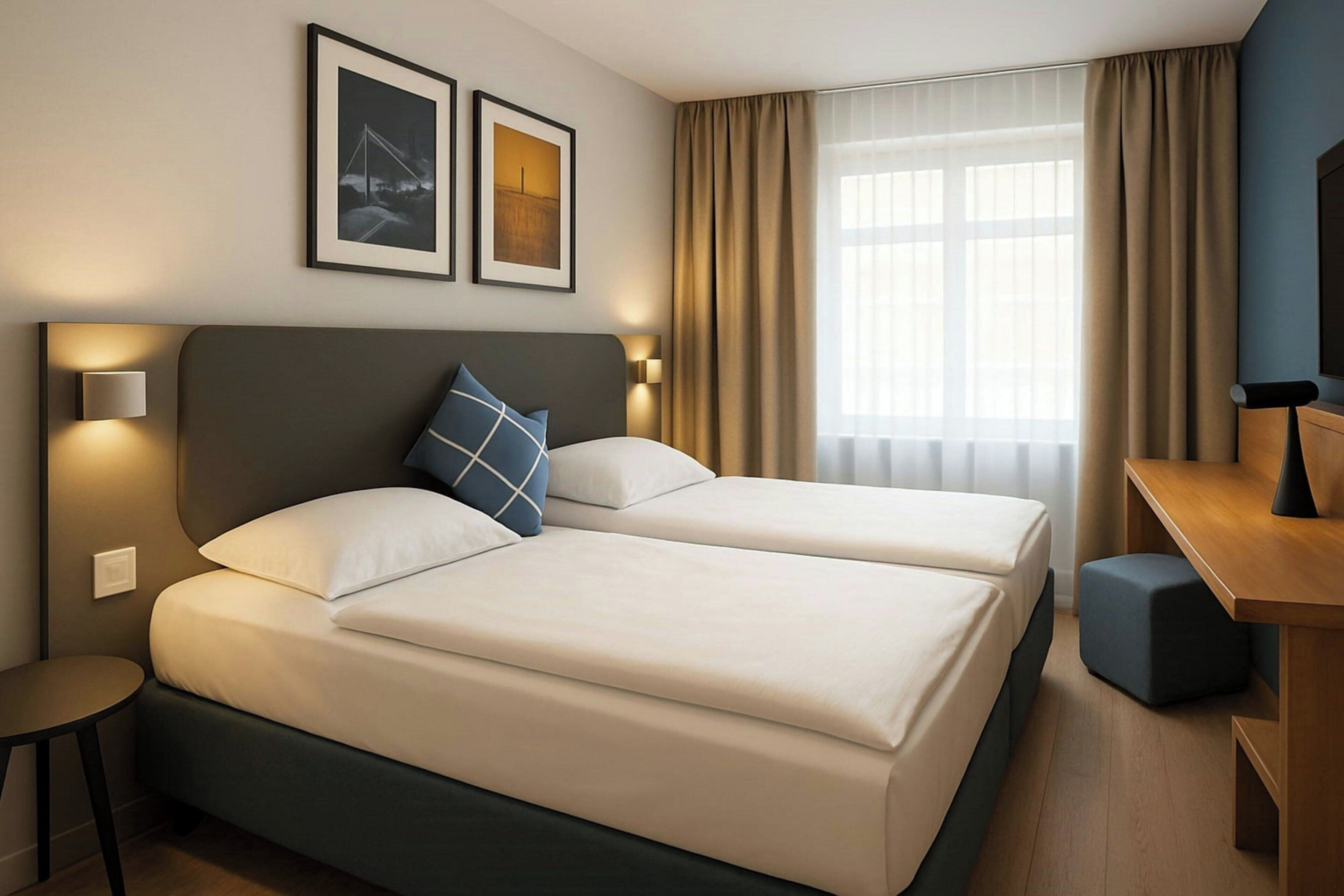 Rom – standard, 1 kingsize-seng, hageutsikt | Safe på rommet, skrivebord, lydisolert og barnesenger (inkludert)