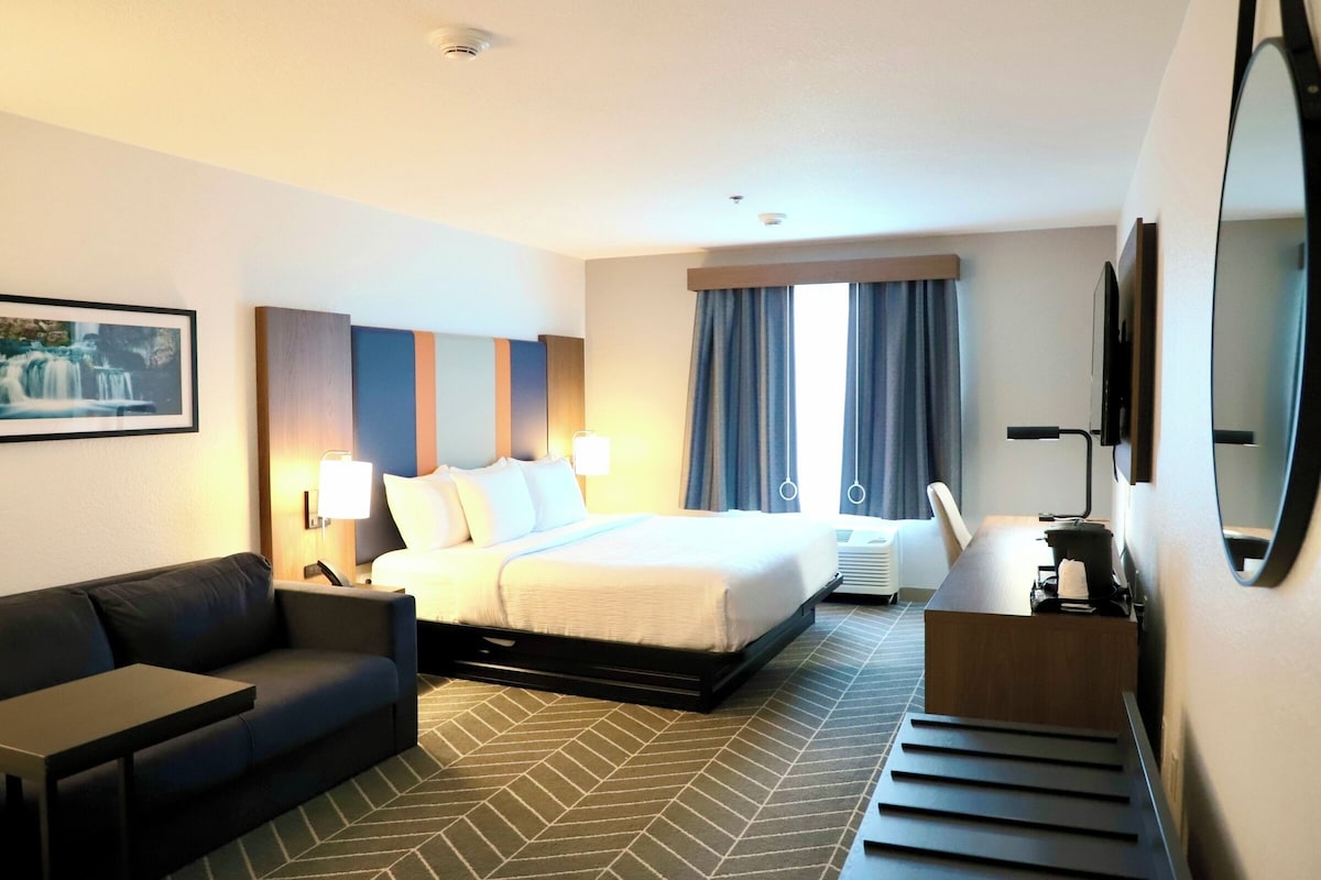 Studio Suite, 1 King Bed, Accessible, Bathtub (Mobilty/Hearing) | Desk, iron/ironing board, free cots/infant beds, free WiFi
