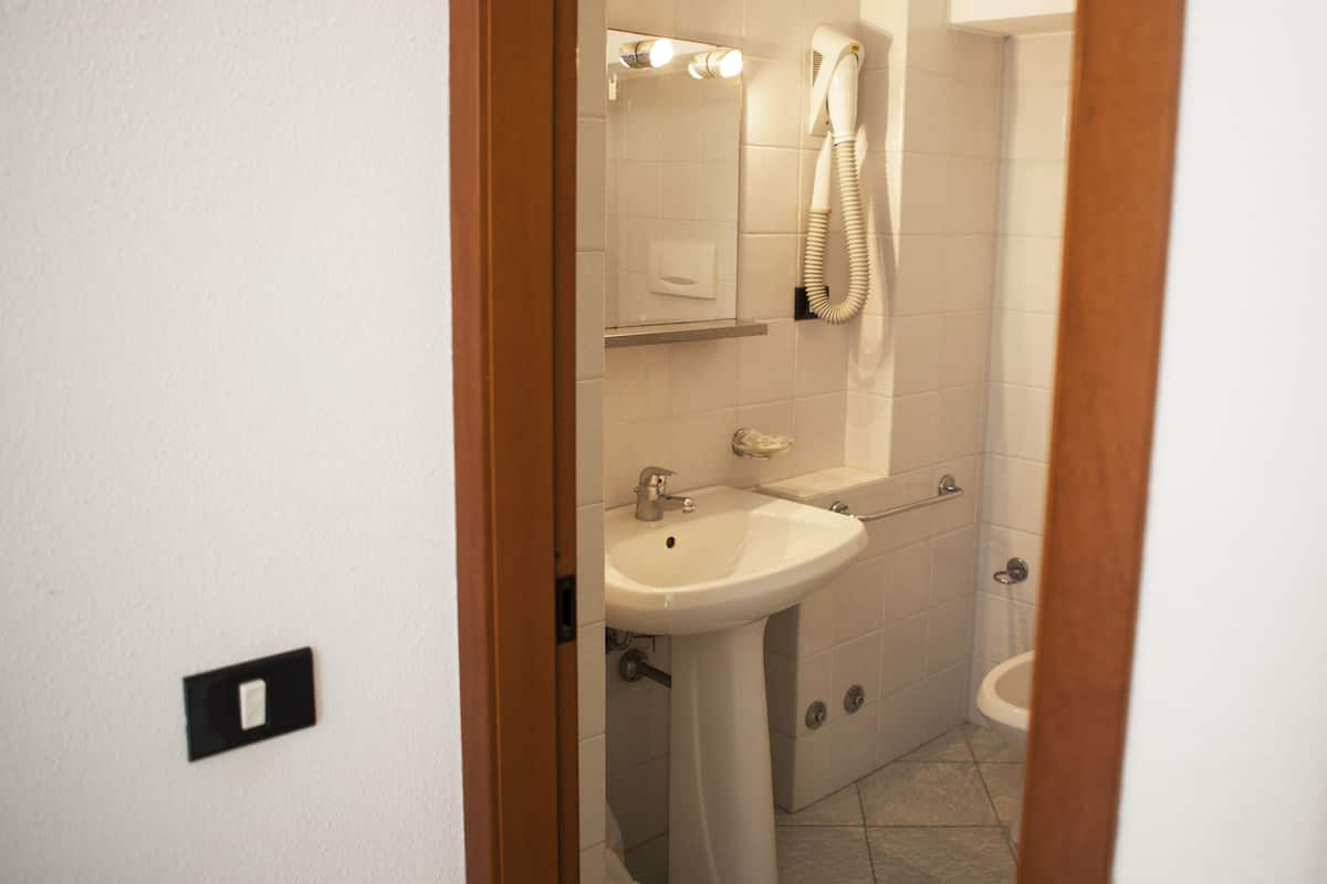 combined shower/bathtub, free toiletries, hair dryer, bidet
