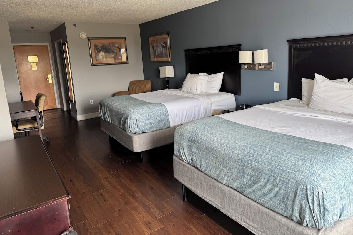 Room, 2 Queen Beds, Non Smoking | In-room safe, desk, blackout curtains, iron/ironing board