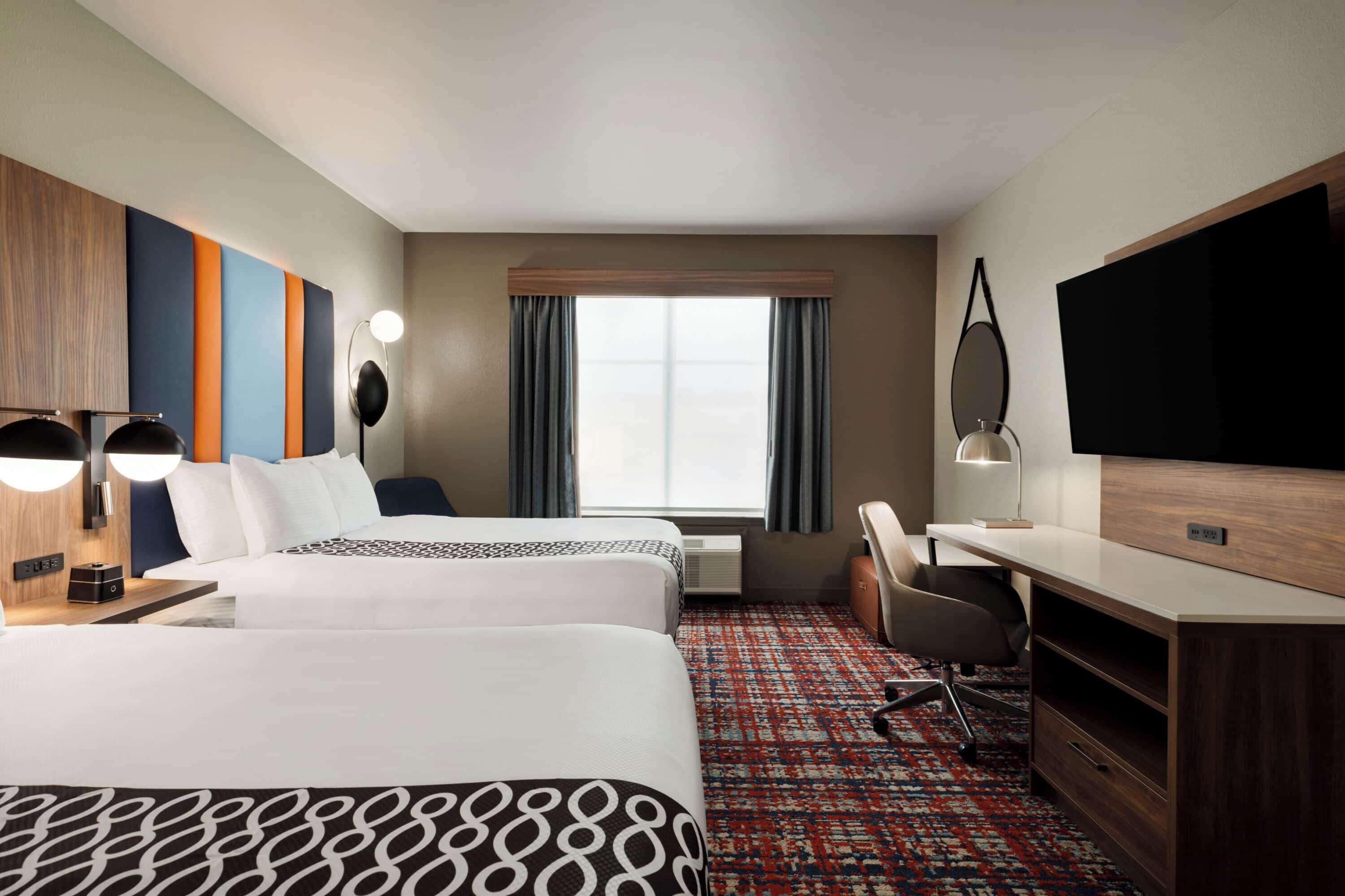 premium bedding, desk, blackout curtains, soundproofing