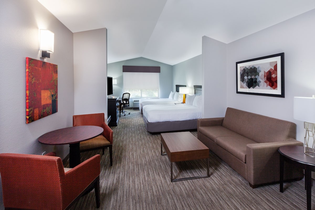 Suite, 2 Queen Beds | 1 bedroom, premium bedding, down comforters, in-room safe