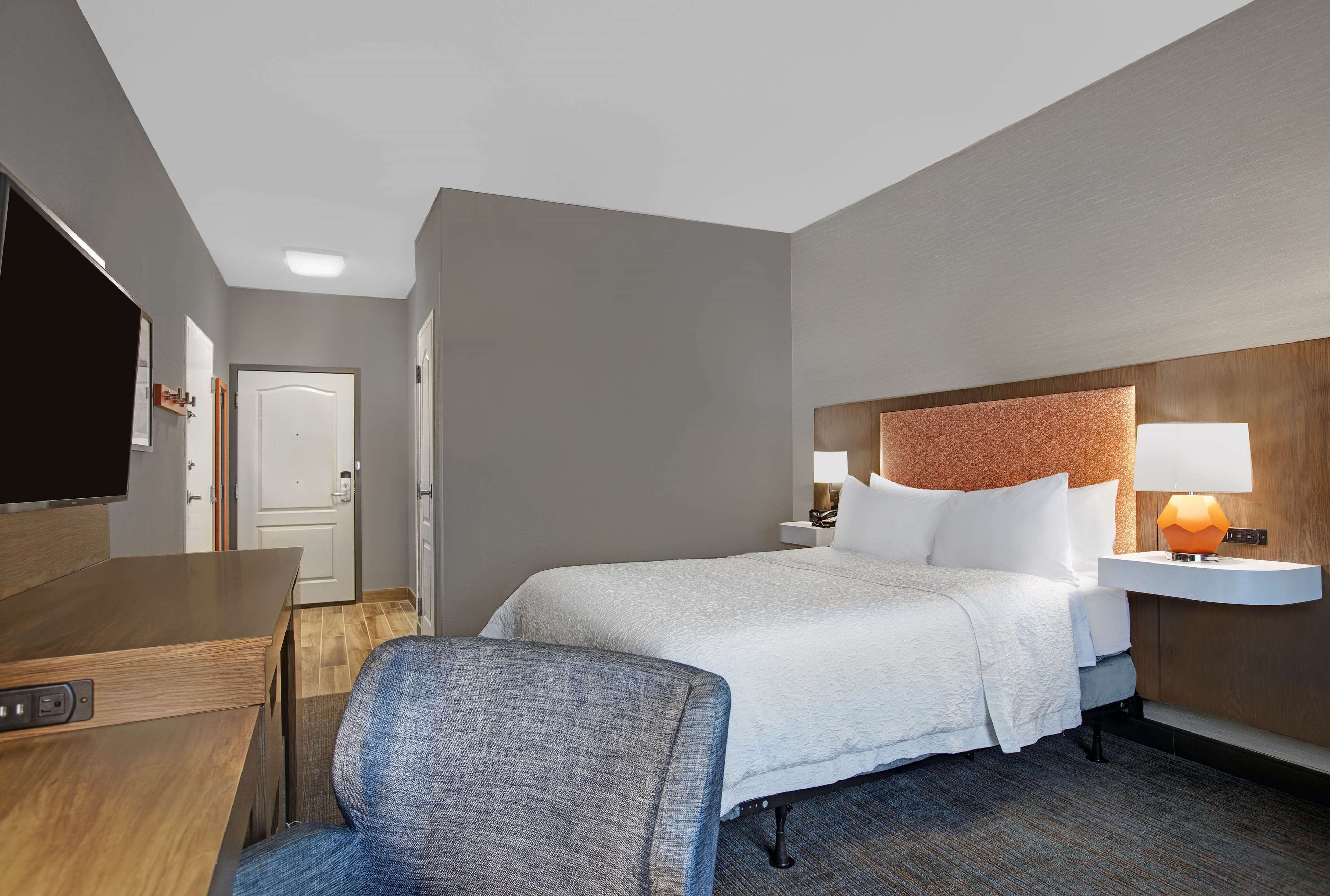 desk, laptop workspace, blackout curtains, iron/ironing board