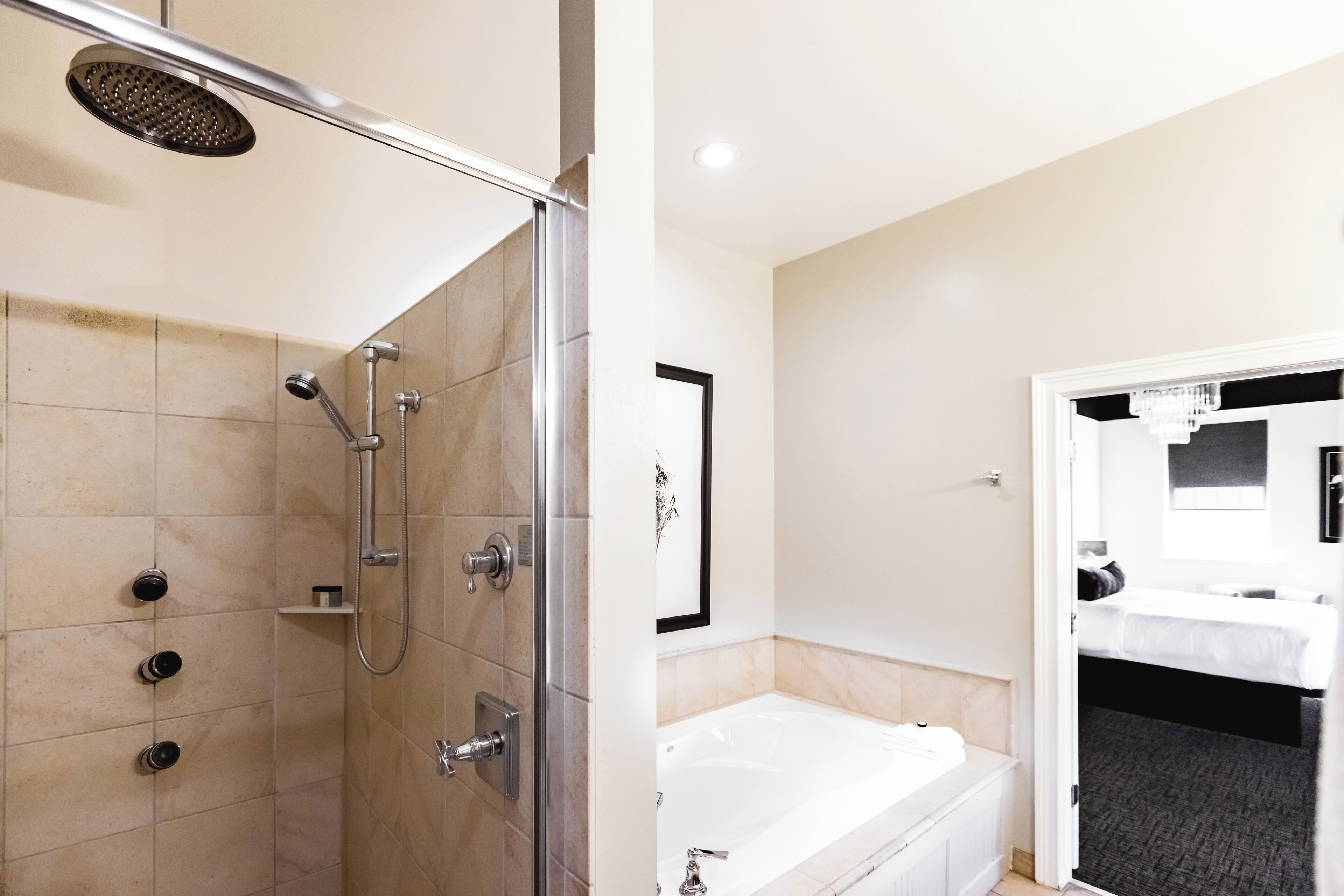 premier suite | bathroom | separate bathtub and shower, deep-soaking bathtub, rainfall showerhead