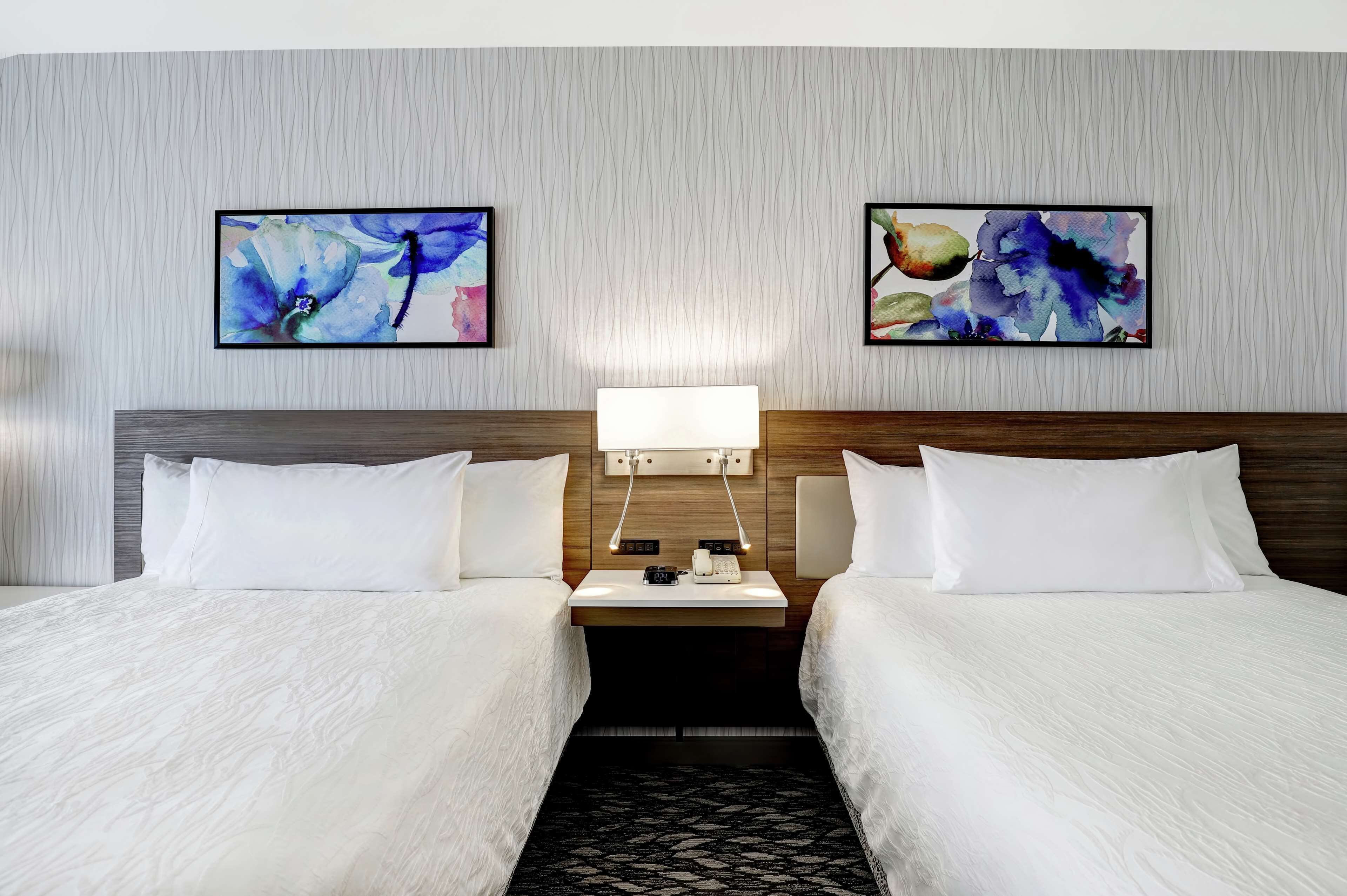 two queen beds non smoking | hypo-allergenic bedding, desk, blackout curtains, iron/ironing board