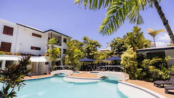 Outdoor pool, pool loungers
