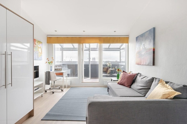 Kattohuoneisto (Studio) | Oleskelualue | Taulutelevisio