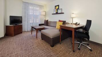 32-inch flat-screen TV with cable channels, TV