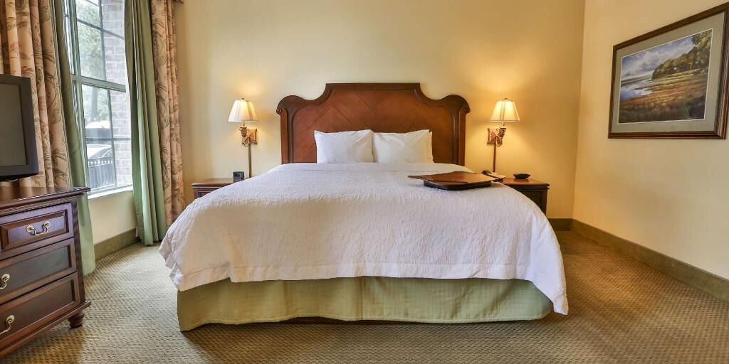 Hypo-allergenic bedding, desk, blackout drapes, iron/ironing board