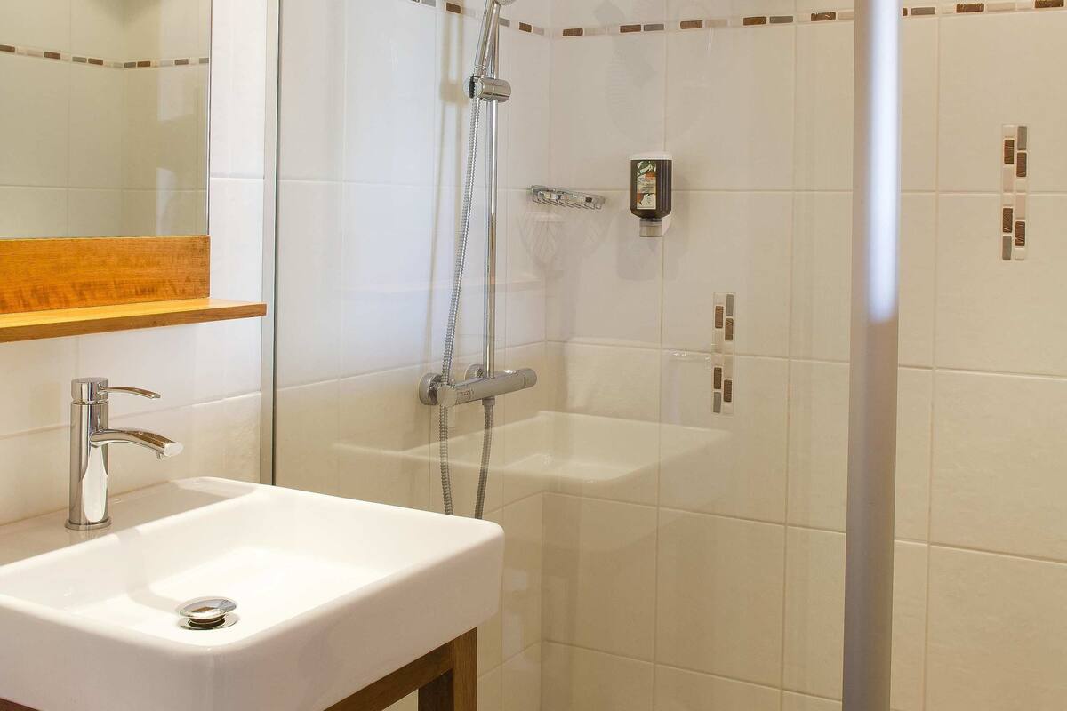 free toiletries, hair dryer, towels