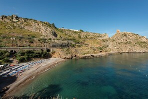 Private beach, sun-loungers, beach umbrellas, windsurfing