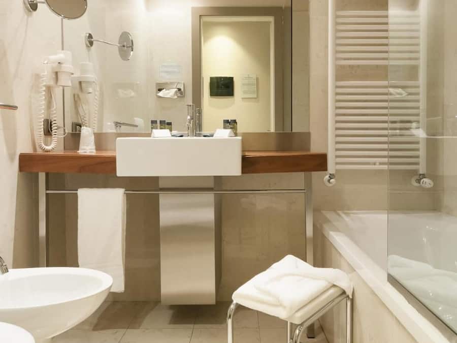 Free toiletries, hair dryer, bidet, towels