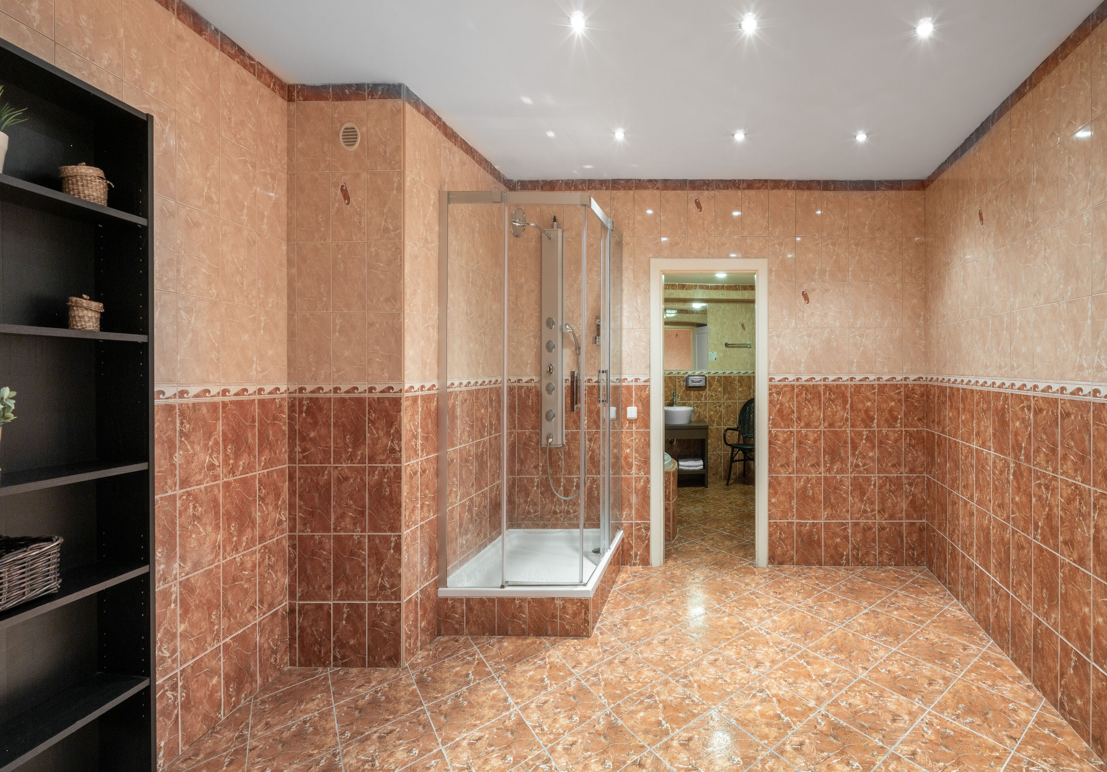 apartment | bathroom | shower, designer toiletries, hair dryer, towels
