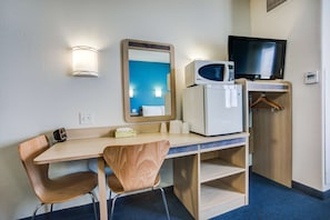 Desk, free WiFi, bed sheets