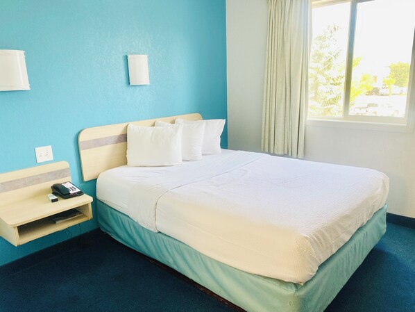 Desk, free WiFi, bed sheets