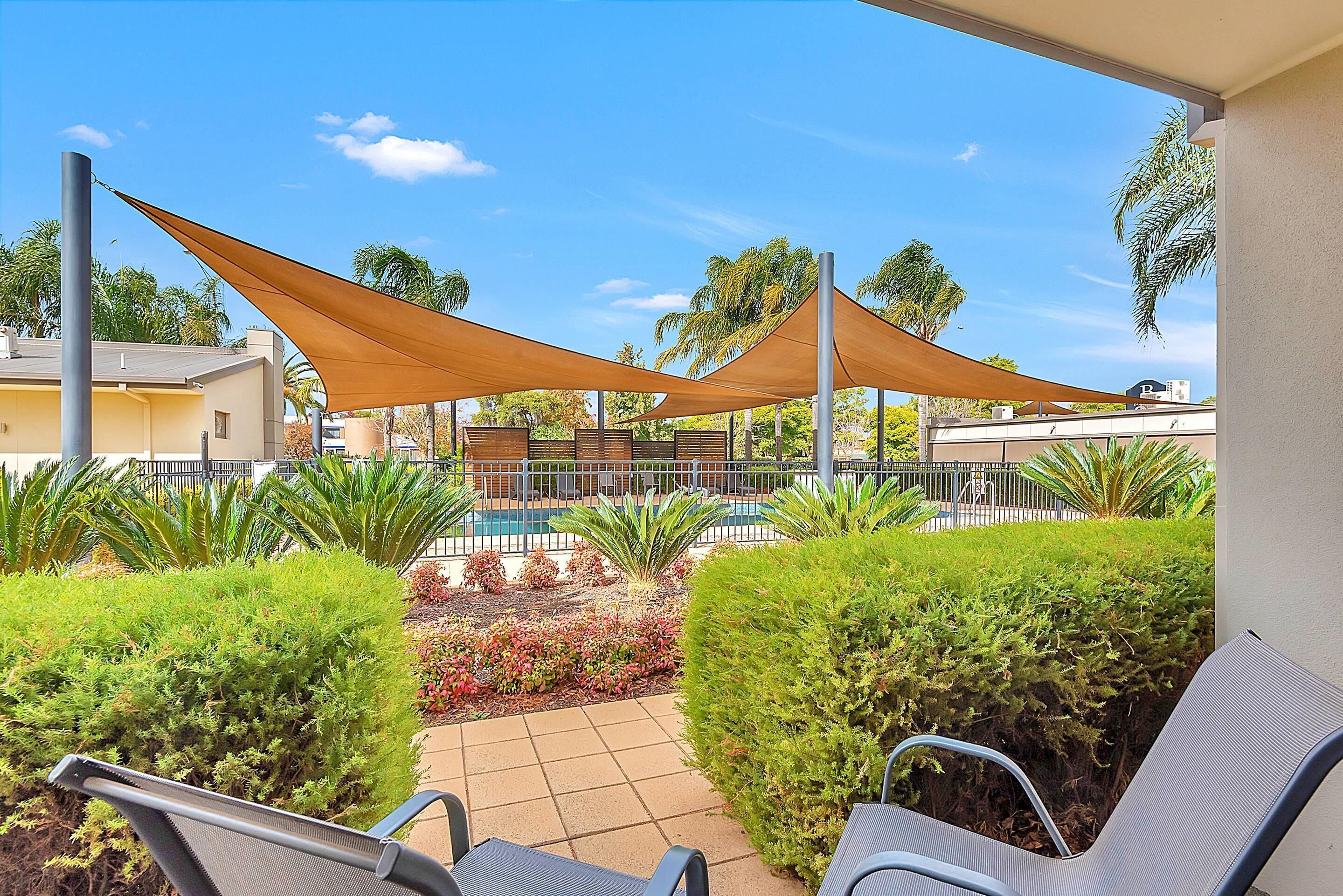 Outdoor pool, sun loungers