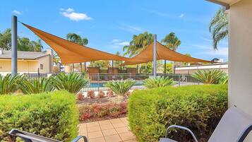 Outdoor pool, pool loungers