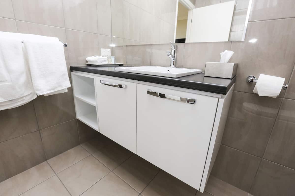 one bedroom apartment | bathroom | shower, free toiletries, hair dryer, towels