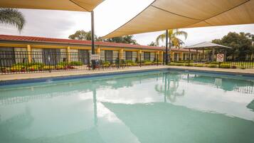 Outdoor pool, pool loungers