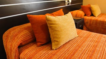 Premium bedding, pillowtop beds, desk, blackout drapes