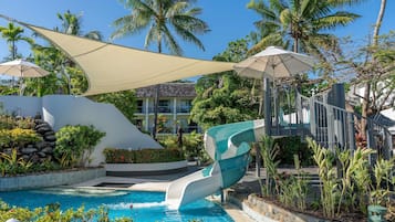 2 outdoor pools, open 7:00 AM to 7:00 PM, free cabanas, pool umbrellas