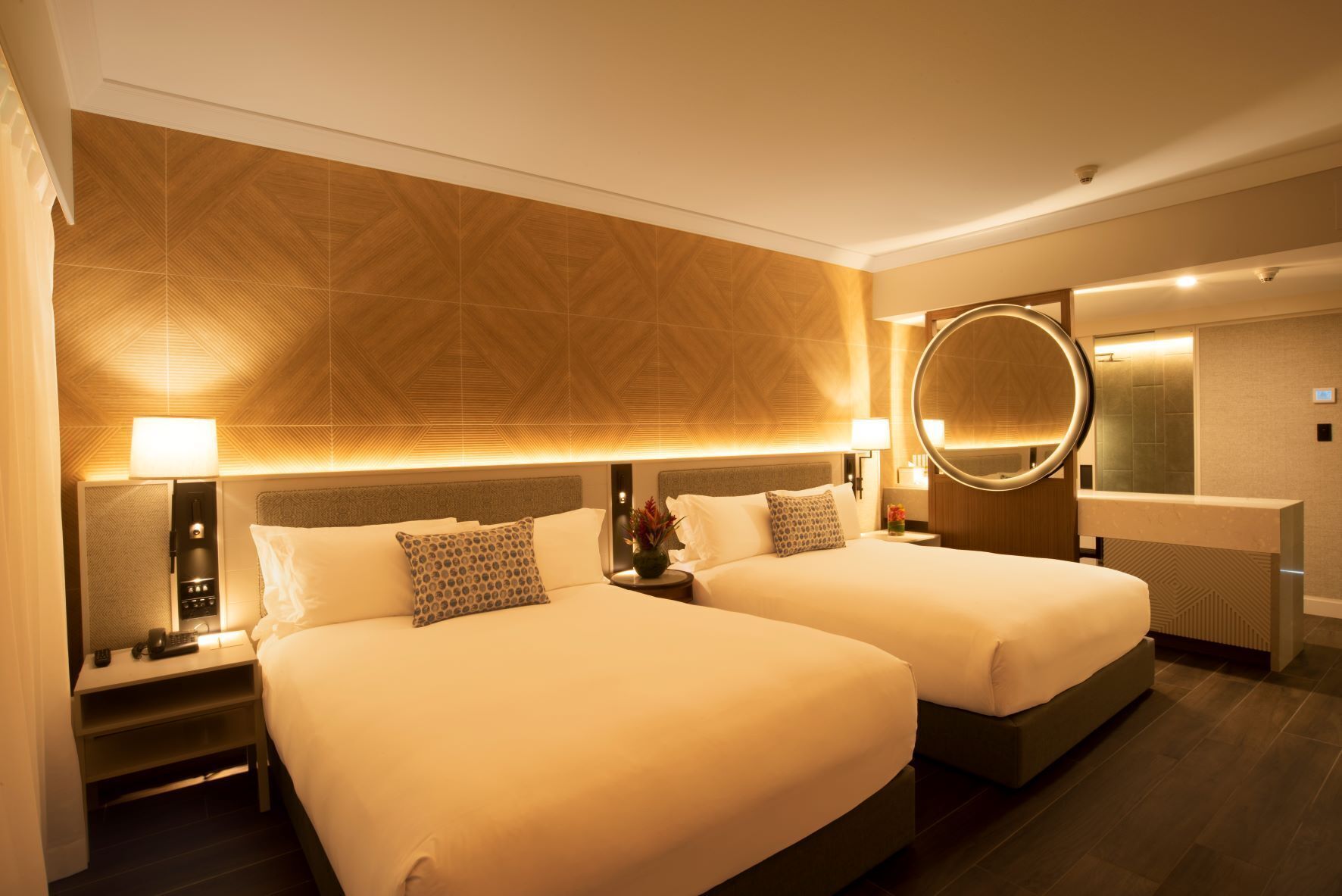 superior room, 2 queen beds | bathroom | shower, rainfall showerhead, eco-friendly toiletries, hair dryer