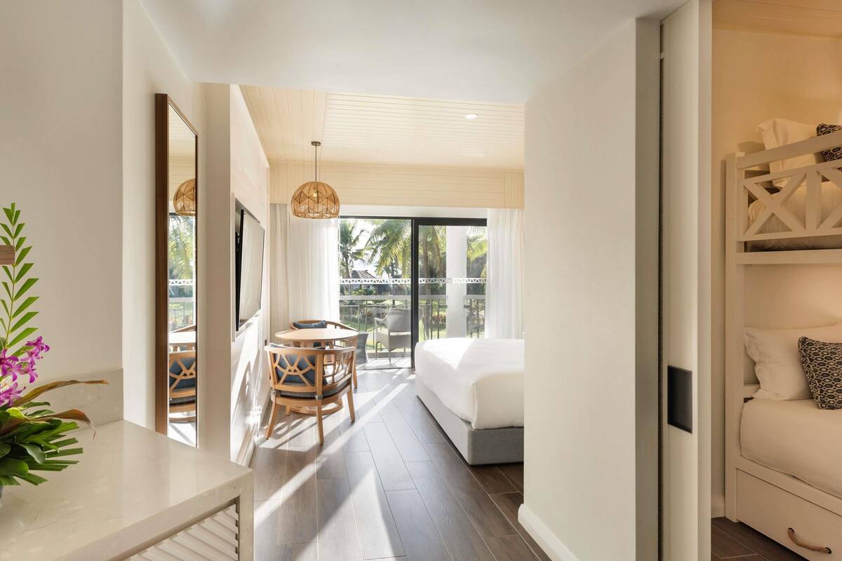 family room (1 queen bed, 2 tier bunk bed) | premium bedding, in-room safe, desk, free wifi
