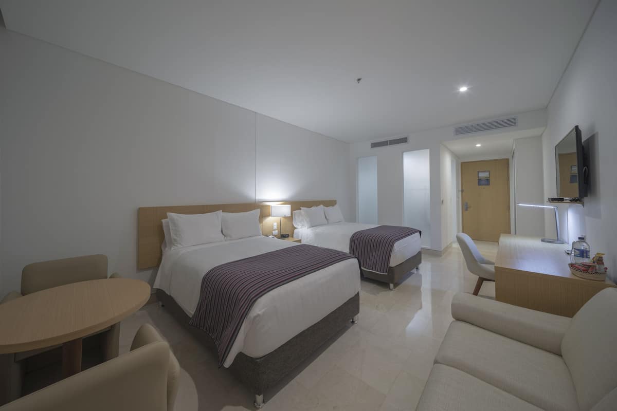 Standard Room, 2 Double Beds | Premium bedding, minibar, in-room safe, desk