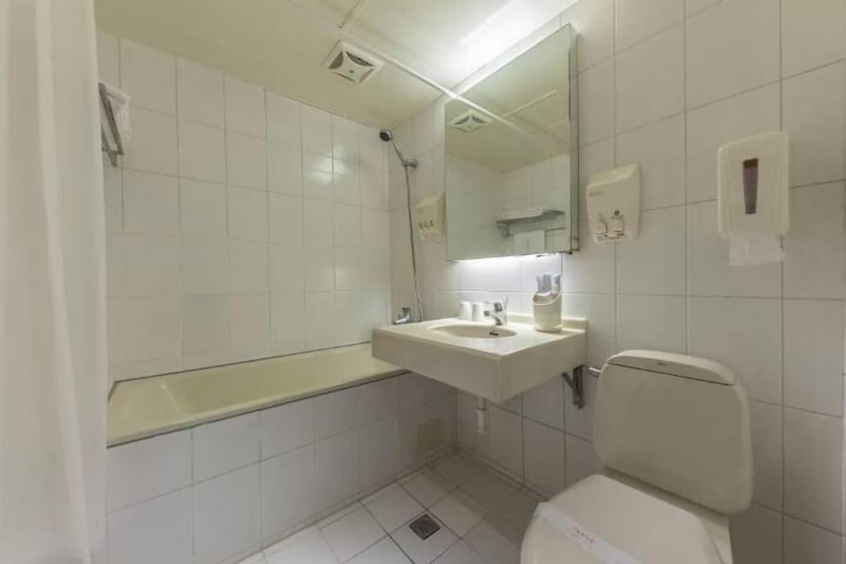Deep-soaking bathtub, hair dryer, slippers, towels