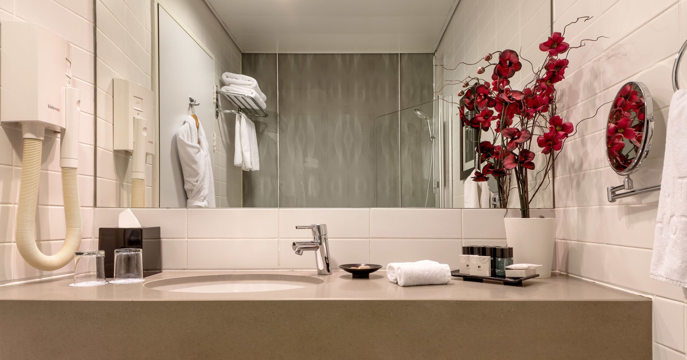 free toiletries, hair dryer, bathrobes, slippers