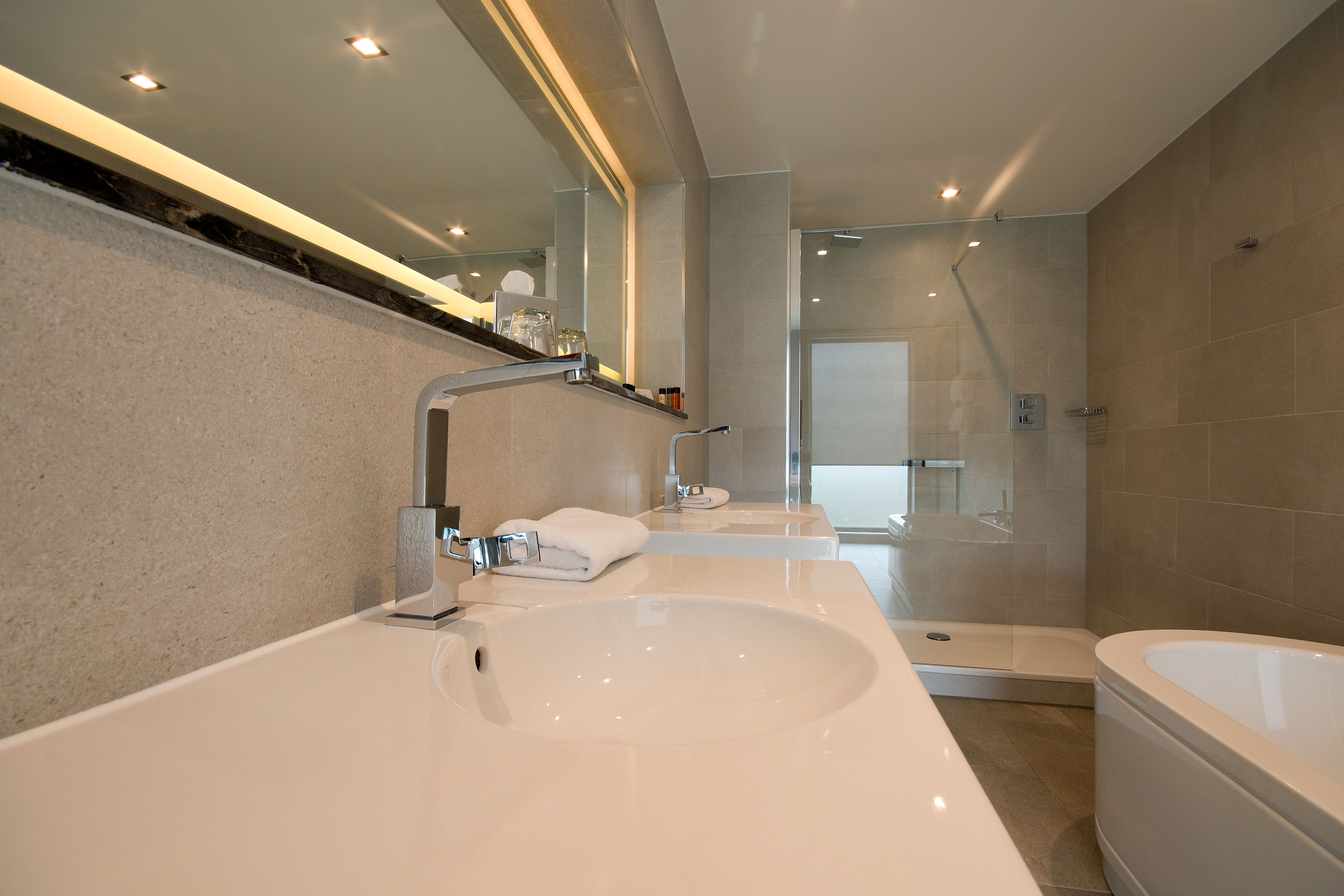 free toiletries, hair dryer, towels