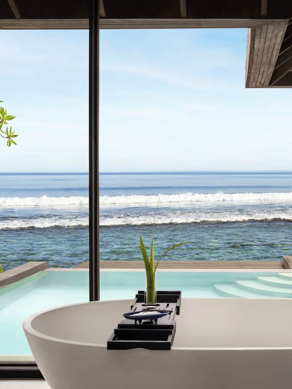 Ocean Pool Villa | Bathroom | Separate tub and shower, deep soaking tub, rainfall showerhead