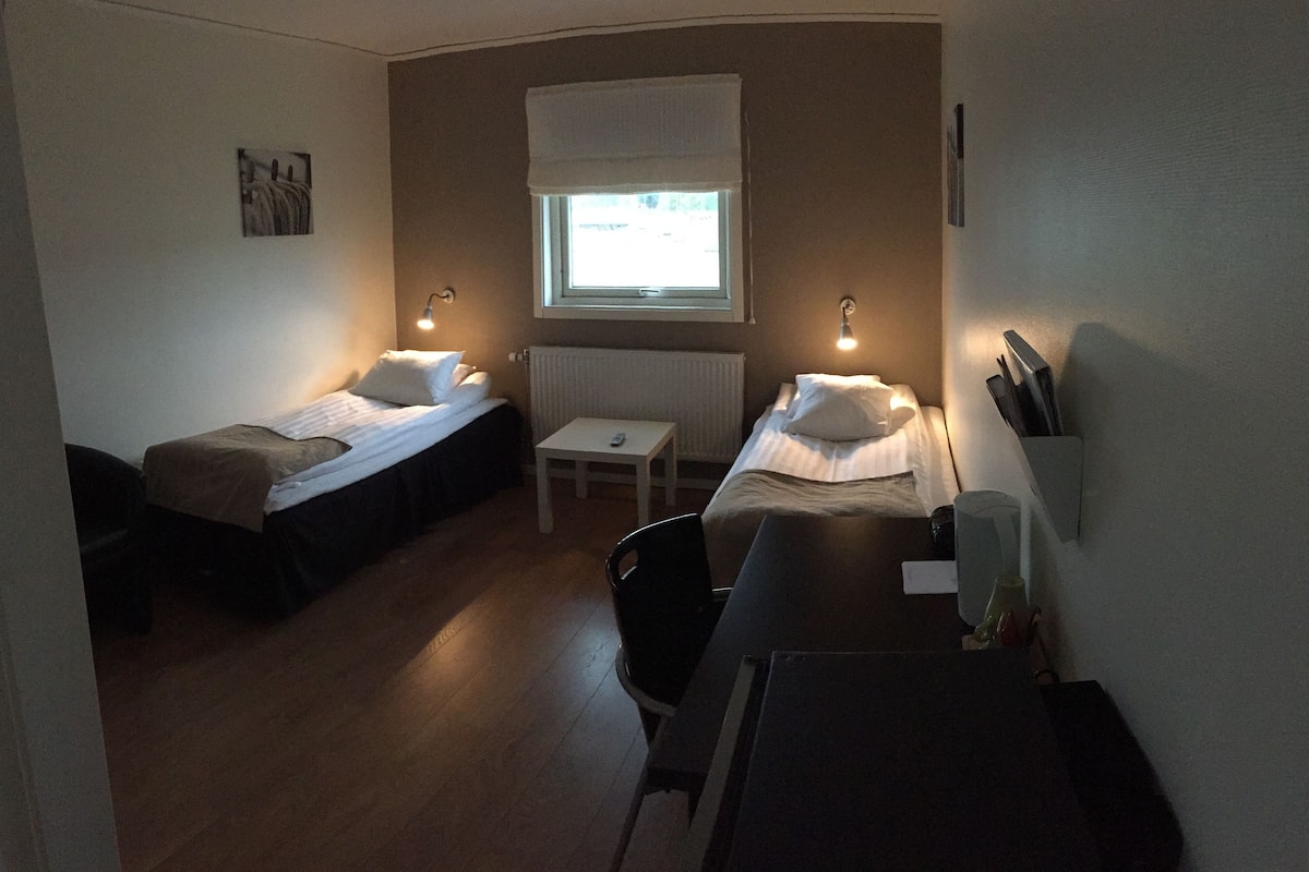 Standaard Twin kamer, 1 slaapkamer | Een bureau, verduisterende gordijnen, een strijkplank/strijkijzer