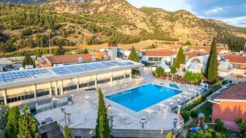 2 indoor pools, outdoor pool, pool umbrellas, pool loungers