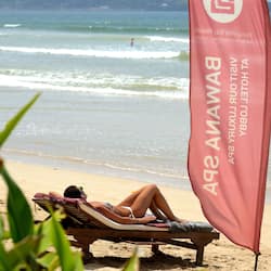 On the beach, sun-loungers, beach umbrellas, beach towels