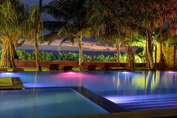 Outdoor pool, pool umbrellas