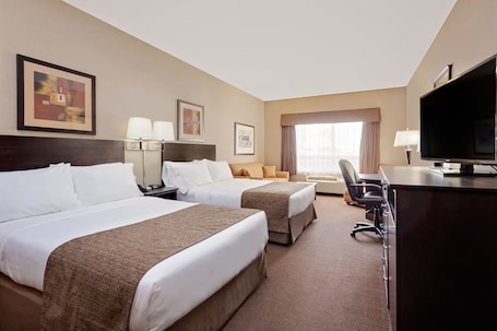 Room, 2 Double Beds, Non Smoking (with Sofabed) | Desk, blackout drapes, iron/ironing board, free cribs/infant beds. Ramada by Wyndham Camrose