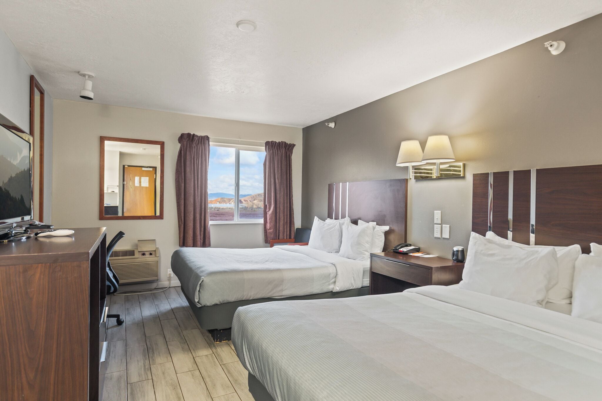 Standard Room, 2 Queen Beds, Non Smoking | Desk, blackout drapes, free WiFi, bed sheets