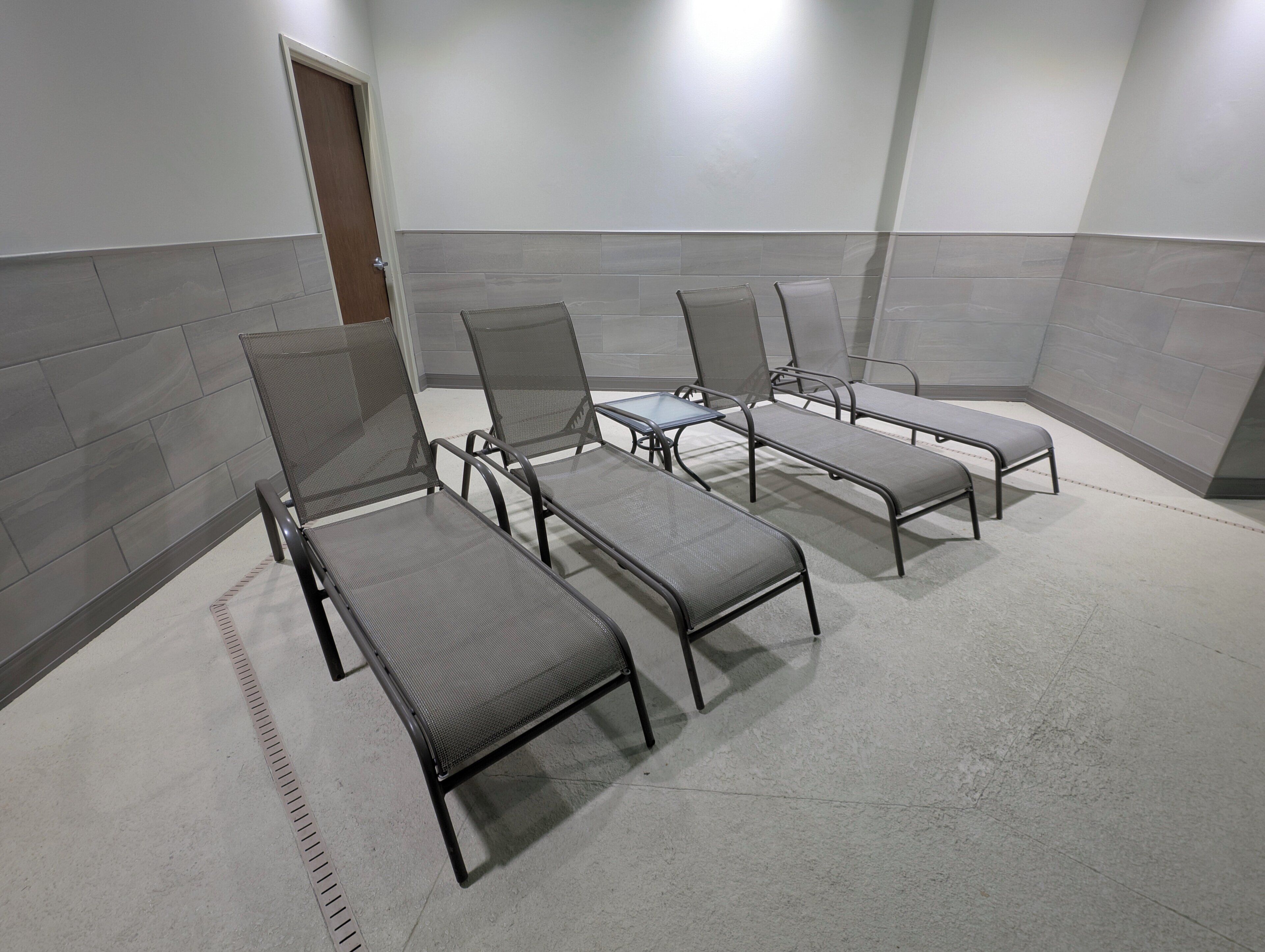 indoor pool, open 7 am to 10 pm, pool loungers