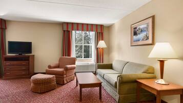 32-inch flat-screen TV with cable channels, TV