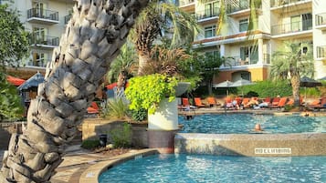 Indoor pool, outdoor pool, open 6:00 AM to 10:00 PM, free pool cabanas