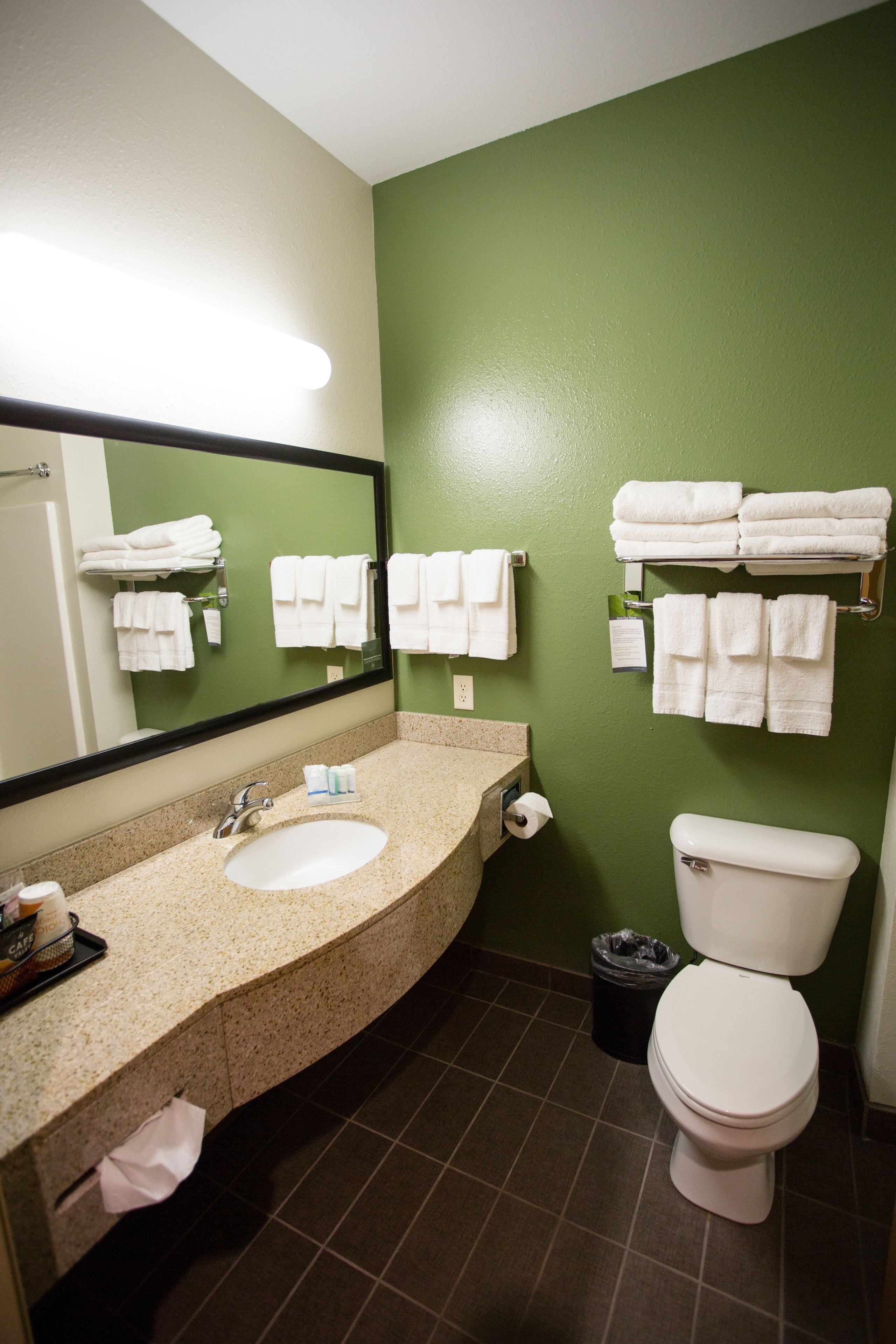 combined shower/bathtub, free toiletries, hair dryer, towels