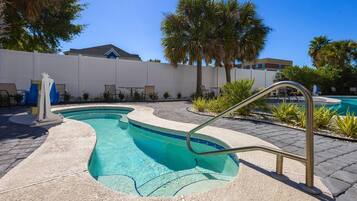 Outdoor pool, open 8:00 AM to 10:00 PM, pool umbrellas, pool loungers