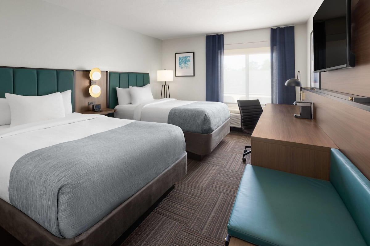 Room, 2 Double Beds, Non Smoking | Hypo-allergenic bedding, desk, laptop workspace, blackout drapes