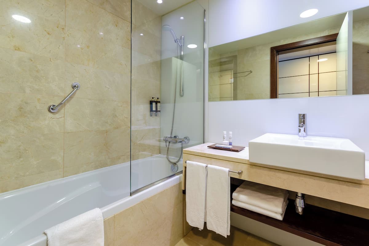 bathtub, free toiletries, hair dryer, bidet