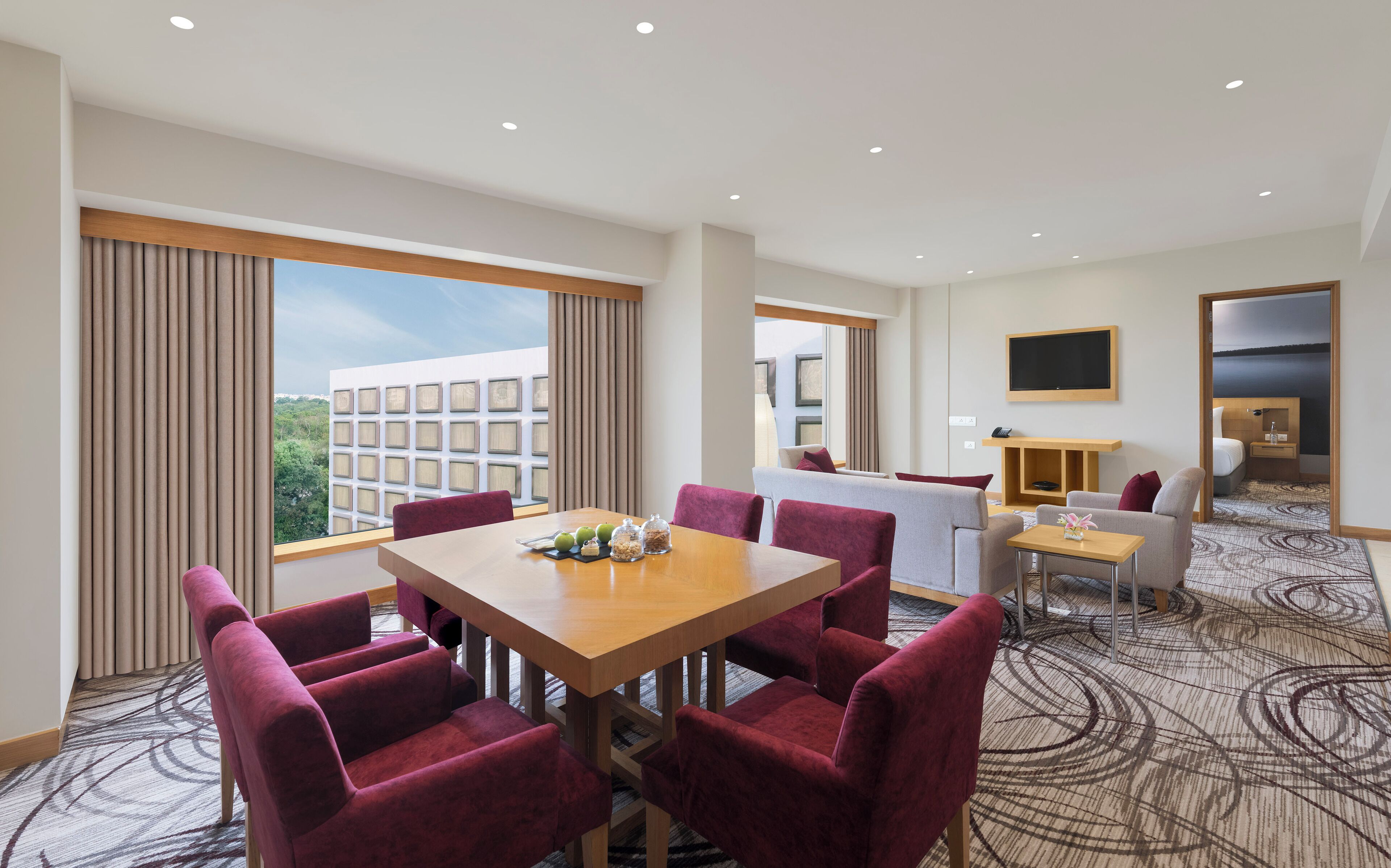 Premier Room, 1 Queen Bed, Poolside | Living area | 32-inch LCD TV with digital channels, TV