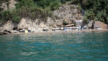 Private beach, sun-loungers, beach umbrellas, beach towels